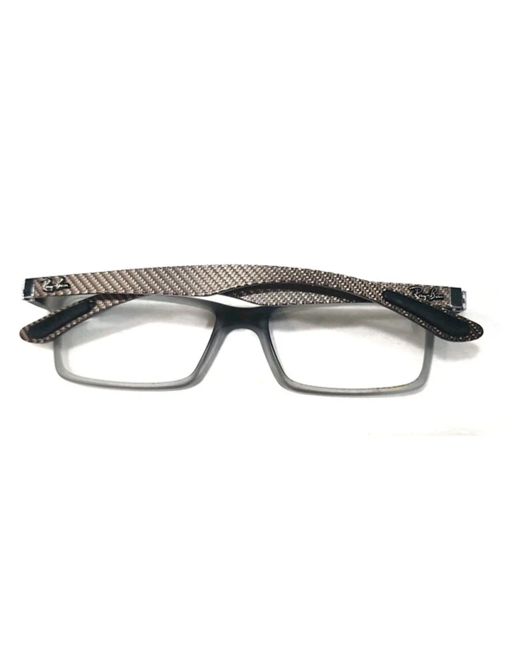 Ray Ban RB8901 5244 Gray Carbon Fiber Rectangle Eyeglasses 53-17 145 Read